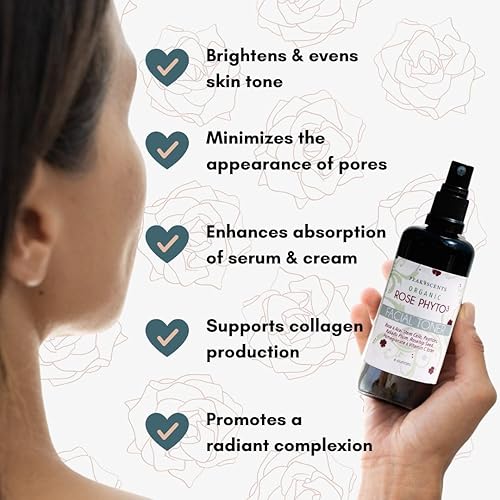 Miniatura 2 de Peak Scents Spray de tóner facial de agua de rosas Phyto³ orgánico – Agua de rosas pura para la cara, con Acaí y extractos de hierbas, ecológico y
