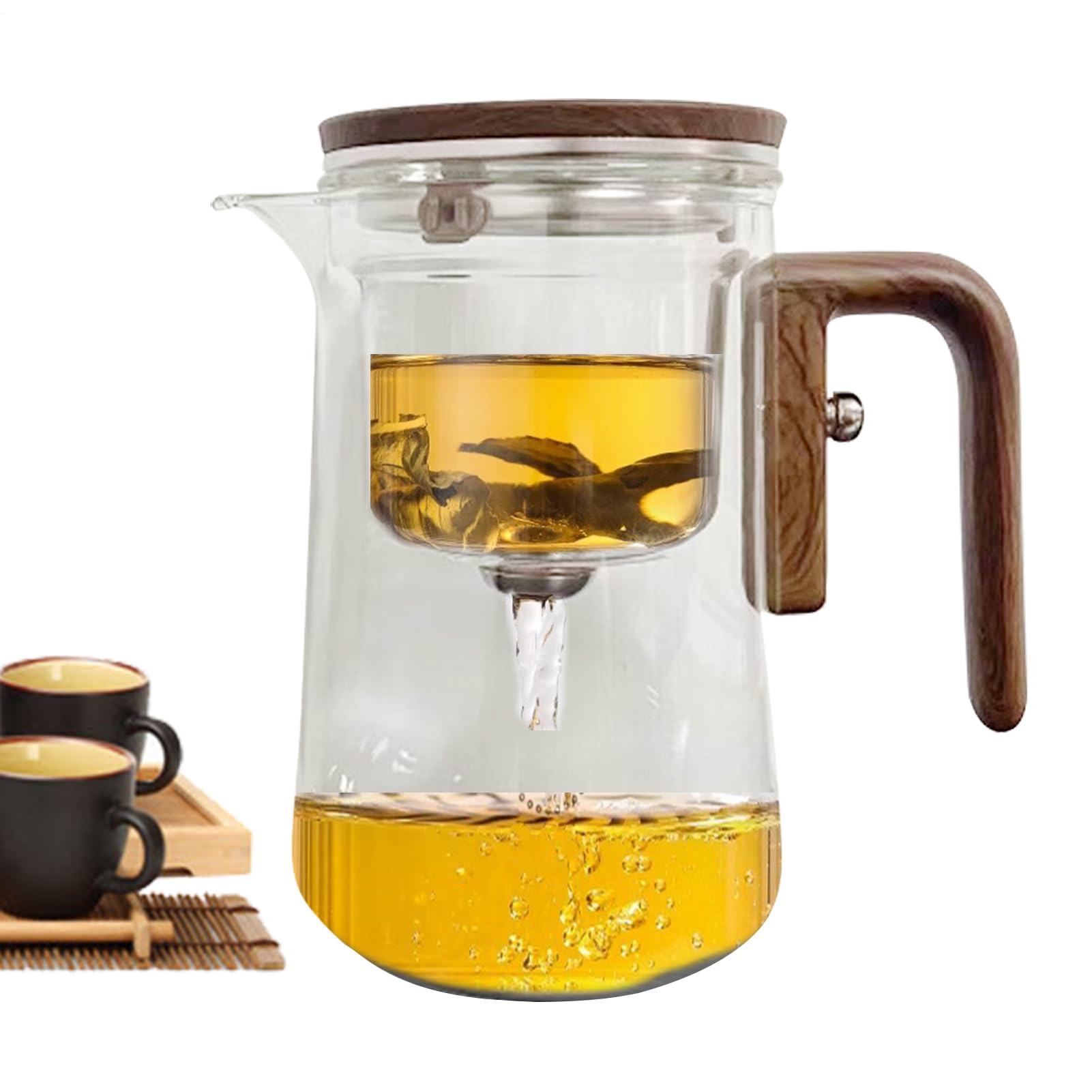 - – Colino in metallo resistente, trasparente, portatile, rimovibile | manico semplice, costruzione sicura per il fornello | Pentola ideale per foglie di erbe, tè verde, tè nero per