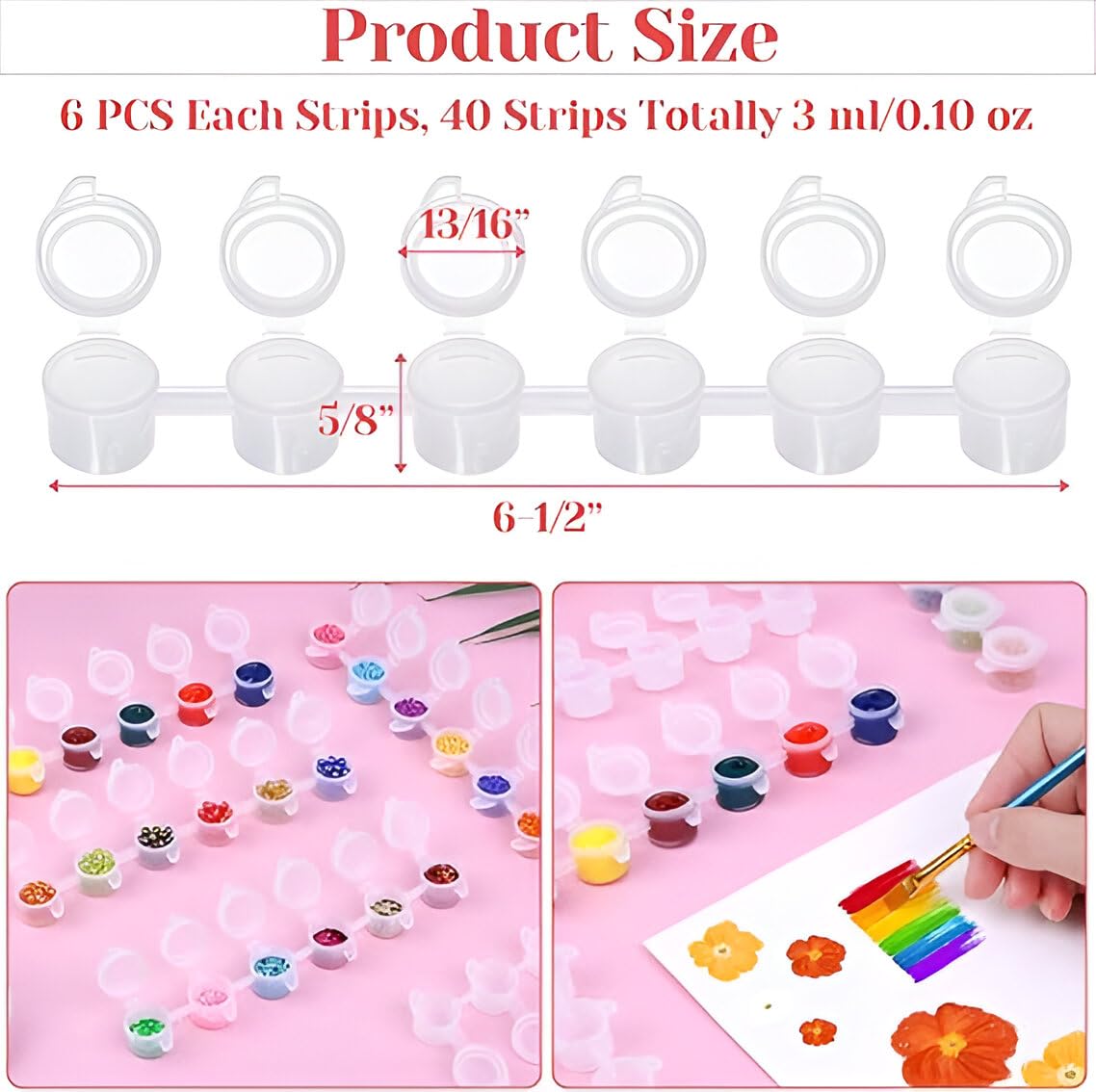 Lansing 72 Pieces Empty Paint Pots – 12 Strips of Acrylic Mini Paint Containers with Secure Lids – Perfect for Organizing and Storing Paints in Classrooms, School Arts and Crafts Activities - Image 4 thumbnail