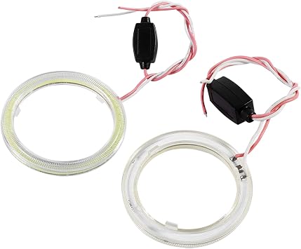 60-120mm LED Angel Eye DRL Halo Kit, 12V/24V Compatible, Universal Fit for Motorcycle and Car Headlights, White 60mm