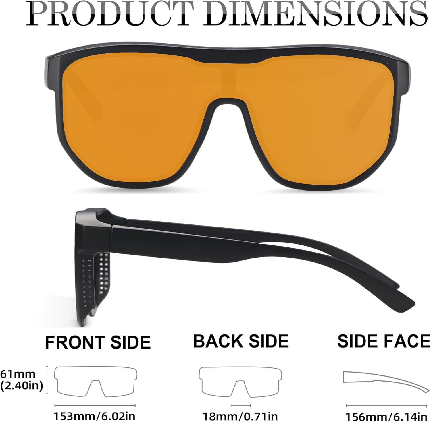 Polarized Fit Over Sunglasses Men Women, Ultra-Light 24g TR90 One-Piece Wrap Around