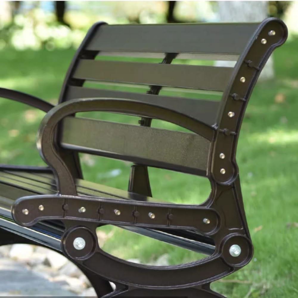 bancas de Patio Exterior Outdoor Garden Chair, Cast Aluminium Patio Bench, Park Leisure Iron Seat(Large)