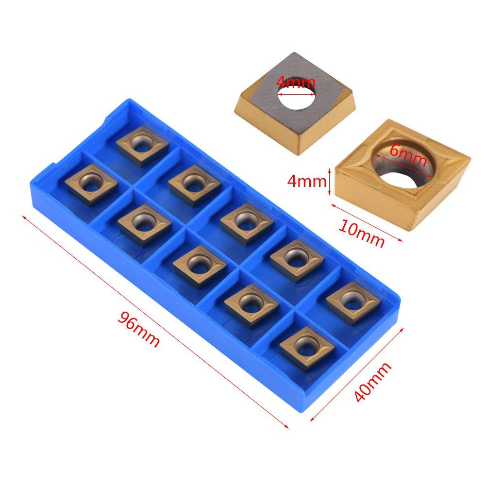10Pcs/Box Carbide Inserts Blade Cutter Blade CNC Lathe Turning Tools with Storage Box, CCMT09t304 CCMT32.5