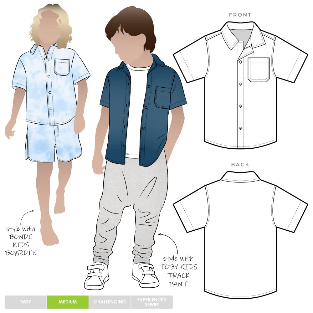 Style Arc Sewing Pattern - Rhys Kids Overshirt, Sizes 02-08