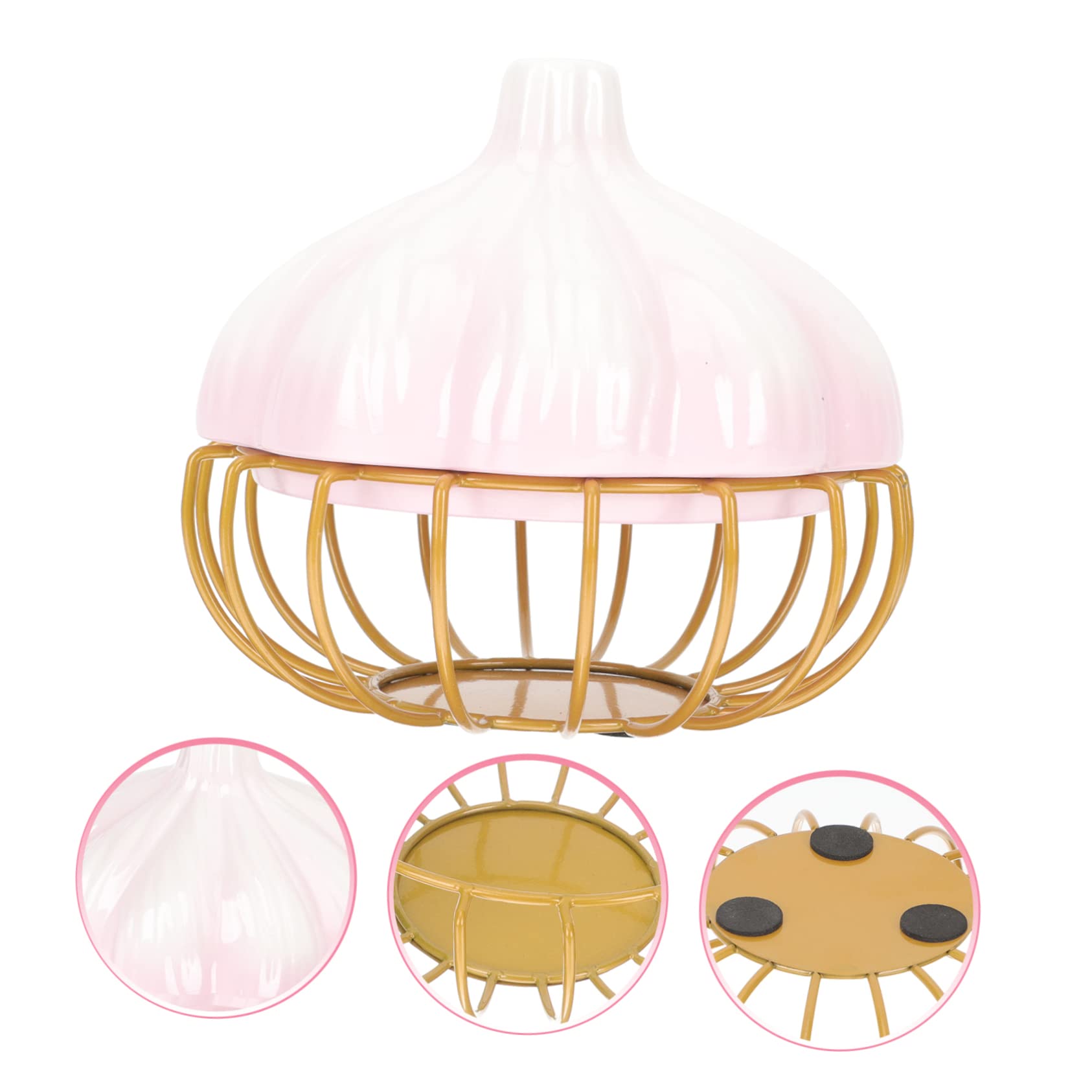 COLLBATH Garlic Storage Basket Multi-function Garlic Keeper Rustic Kitchen Container for Storing Fruits Vegetables Eggs and More