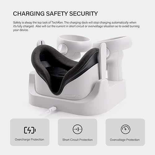 Miniatura 6 de TechKen Base de carga para Oculus Meta Quest 2 estación de carga magnética mejorada con paquete de baterías recargables para agarres Quest 2