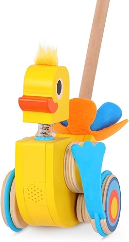 Miniatura 6 de Battat Juguete de empuje de Waddling - Pato de madera - Paseos y solapas - Sonidos tontos y cabeza de bobble - 12 meses + - Quack & Go Duck