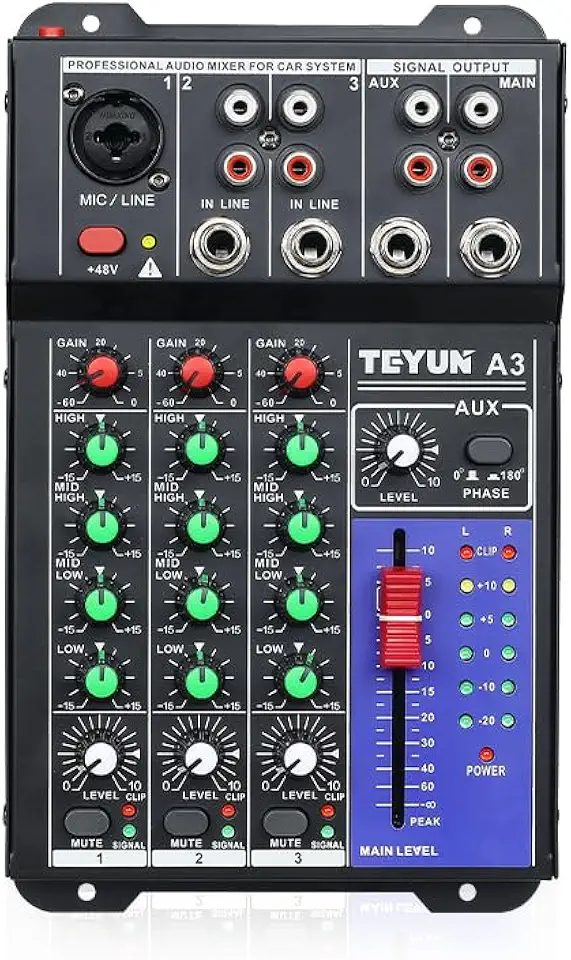 Mesa De Som 3 canais, Profissional Portátil Mixer Bluetooth Automotivo C/Equalizador 4 Bandas