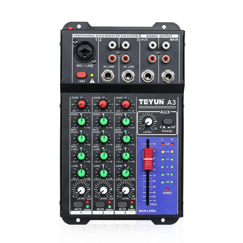 Mesa De Som 3 canais, Profissional Portátil Mixer Bluetooth Automotivo C/Equalizador 4 Bandas