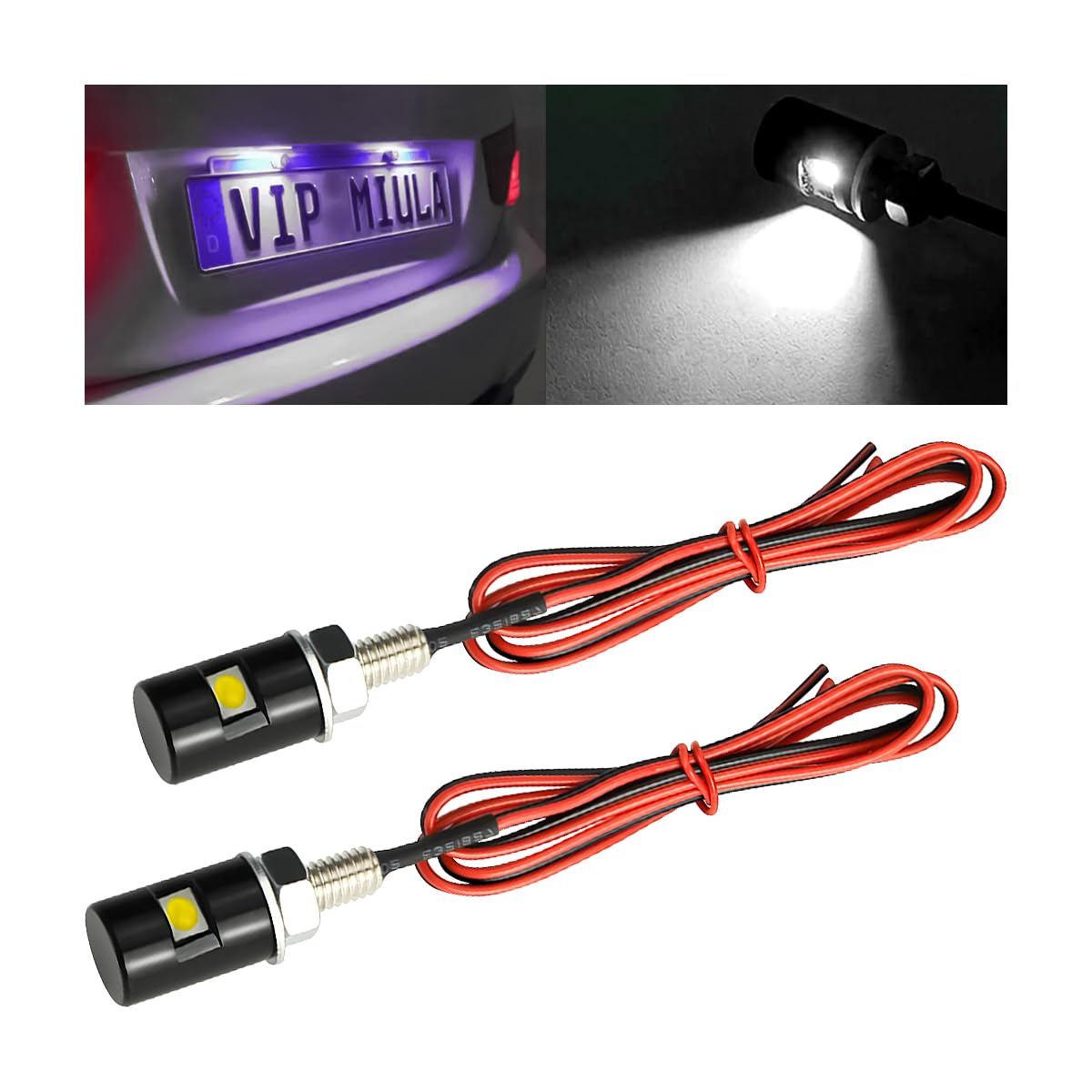 BELOMI 2PCS Car License Plate Light, 12V Vehicle Tag Screw Bolt LED Bulb with Aluminum Lamp Holder, Waterproof Super Bright Auto Lighting Accessories Universal for SUV, Truck, Motorcycle