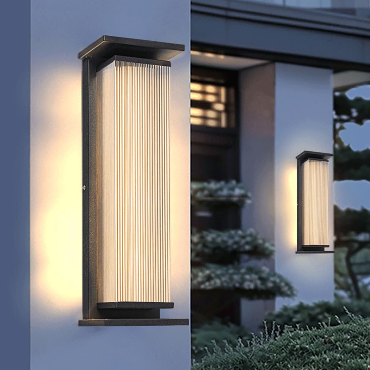 Nowoczesna minimalistyczna lampa ścienna zewnętrzna, słupek ogrodzeniowy, oświetlenie dekoracyjne, taras, ogród, wodoodporny sprzęt oświetleniowy