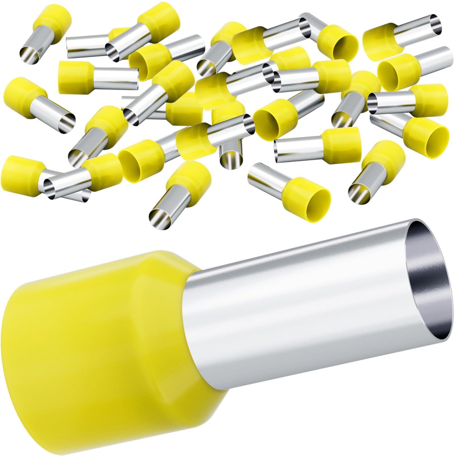 HOLMOL Ferrules 25mm², 60PCS Bootlace Ferrules, Insulated Wire Ferrules, Cable Ferrules 25mm² x 16mm, Wire Crimp Ferrules, 25mm Bootlace Ferrules Kit for Electrical Connections (25mm² x 16mm)