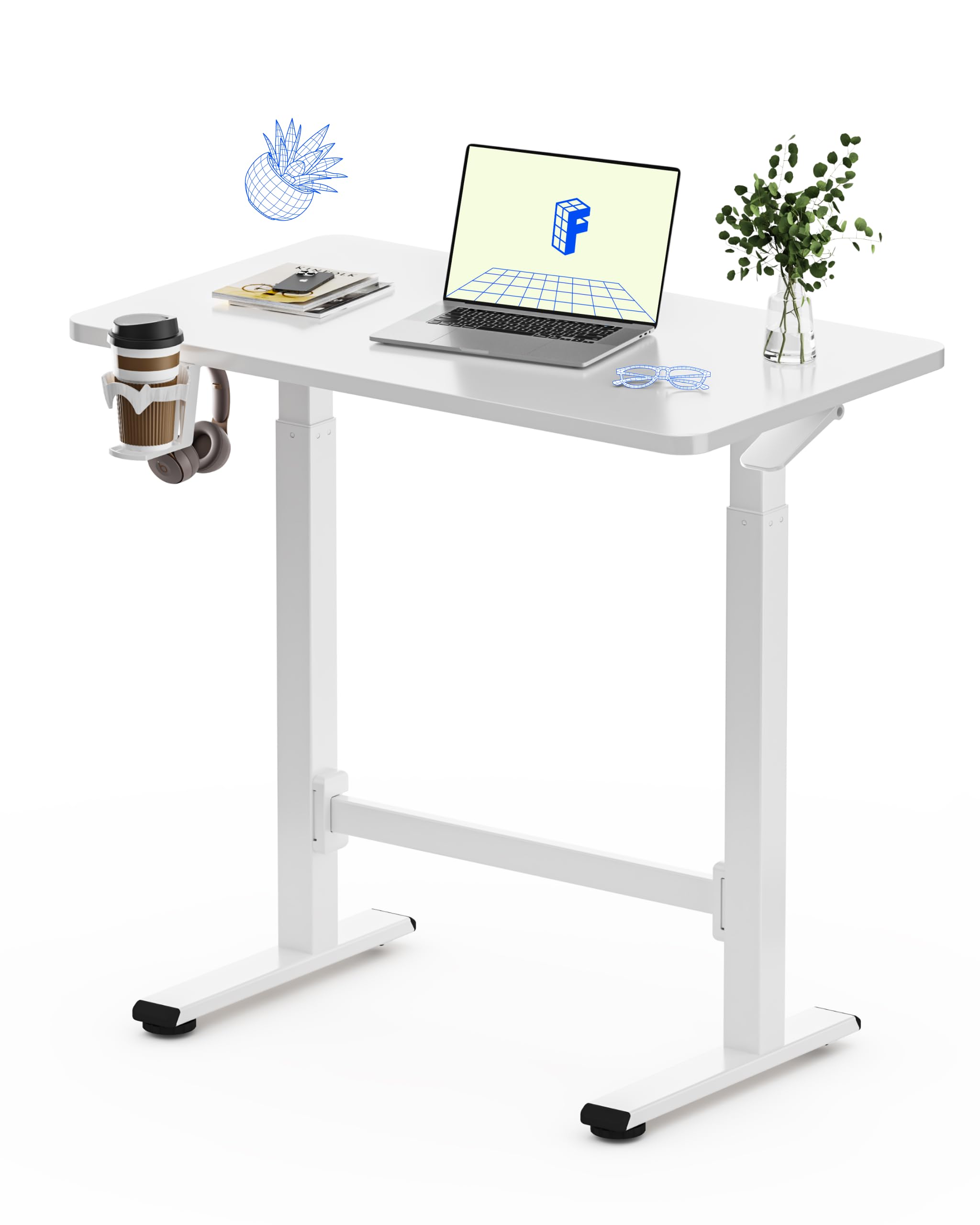 FLEXISPOT H7 Plus Gas Spring Adjustable Standing Desk Mobile Rolling Sit-Stand Table with Wheels Cordless Stand Up Desk