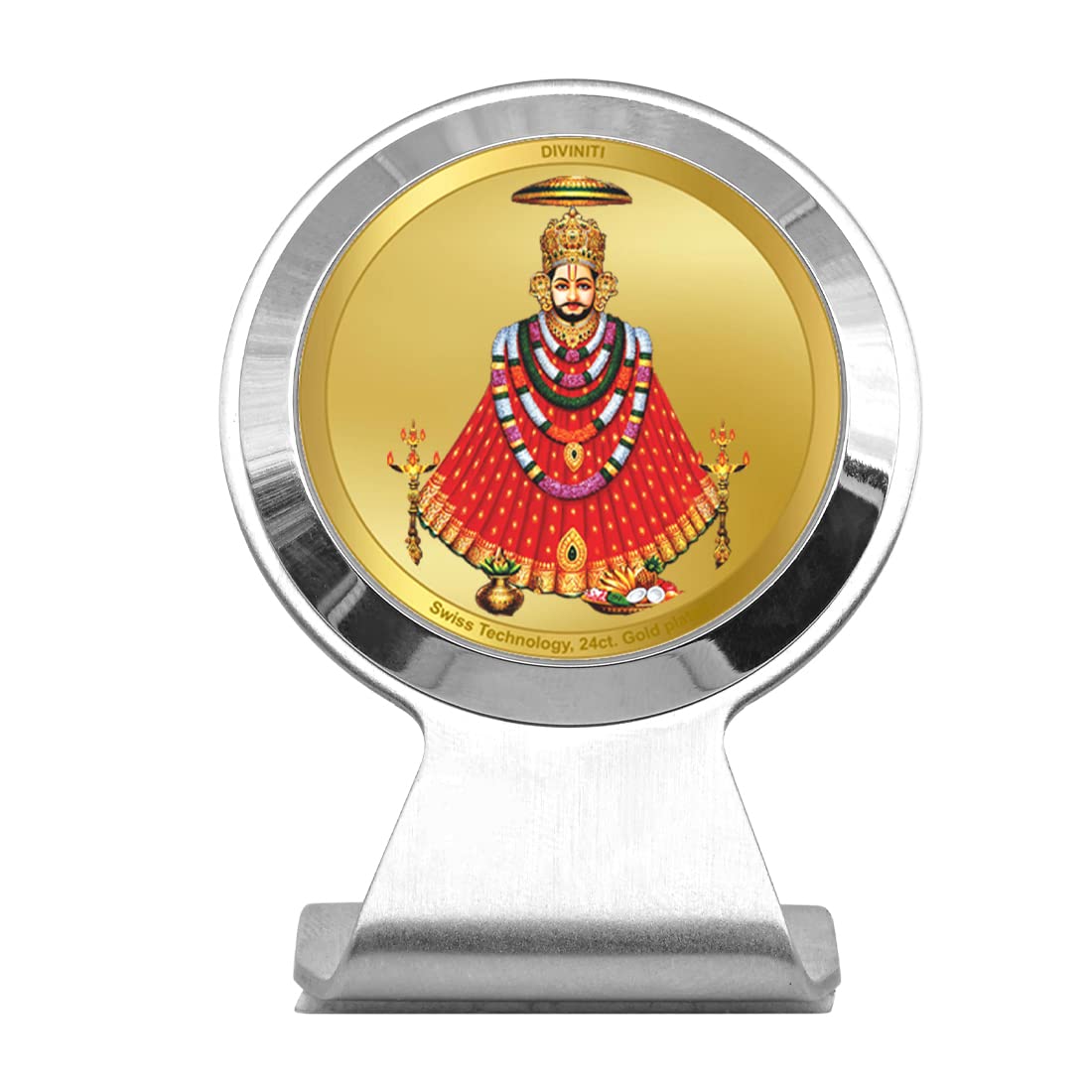 DIVINITI 24K Gold Plated Religious Car Dashboard Frame | Premium God Idol Frame for Car, Home Mandir & Office Table | Sp