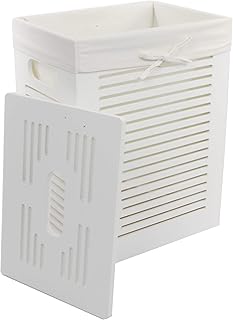 dvier Panier à Linge MDF - Blanc - MHZWK 08WRt - 35 x 25 x 46 cm