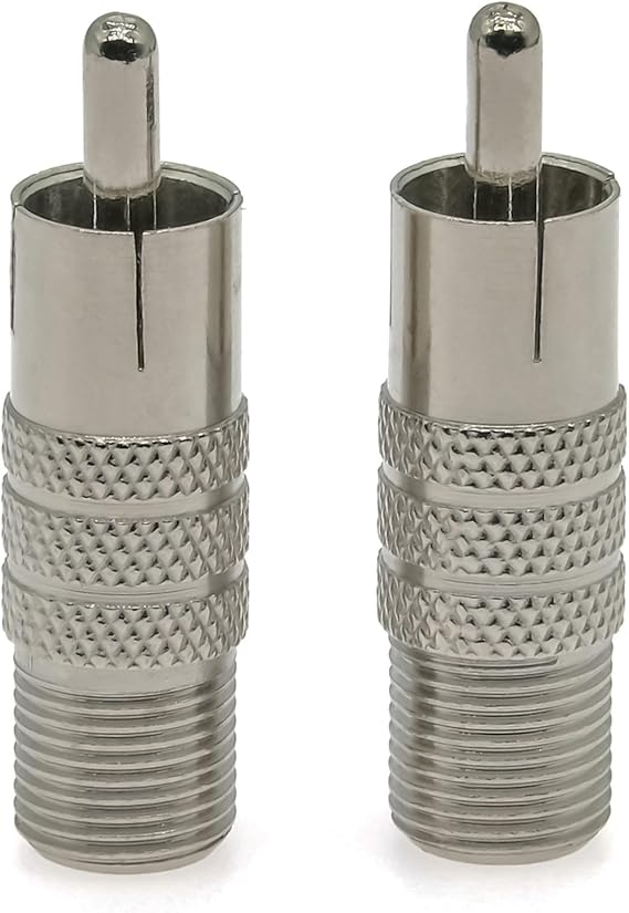 2PCS F Type to Phono Plug RCA Coax Adapter, Phono Plug RCA Male to Type F Female Coupler Adapter, Type F AV Connector Converter (Copper) Compatible with Atari 2600 TV, Game Console, TV Monitor