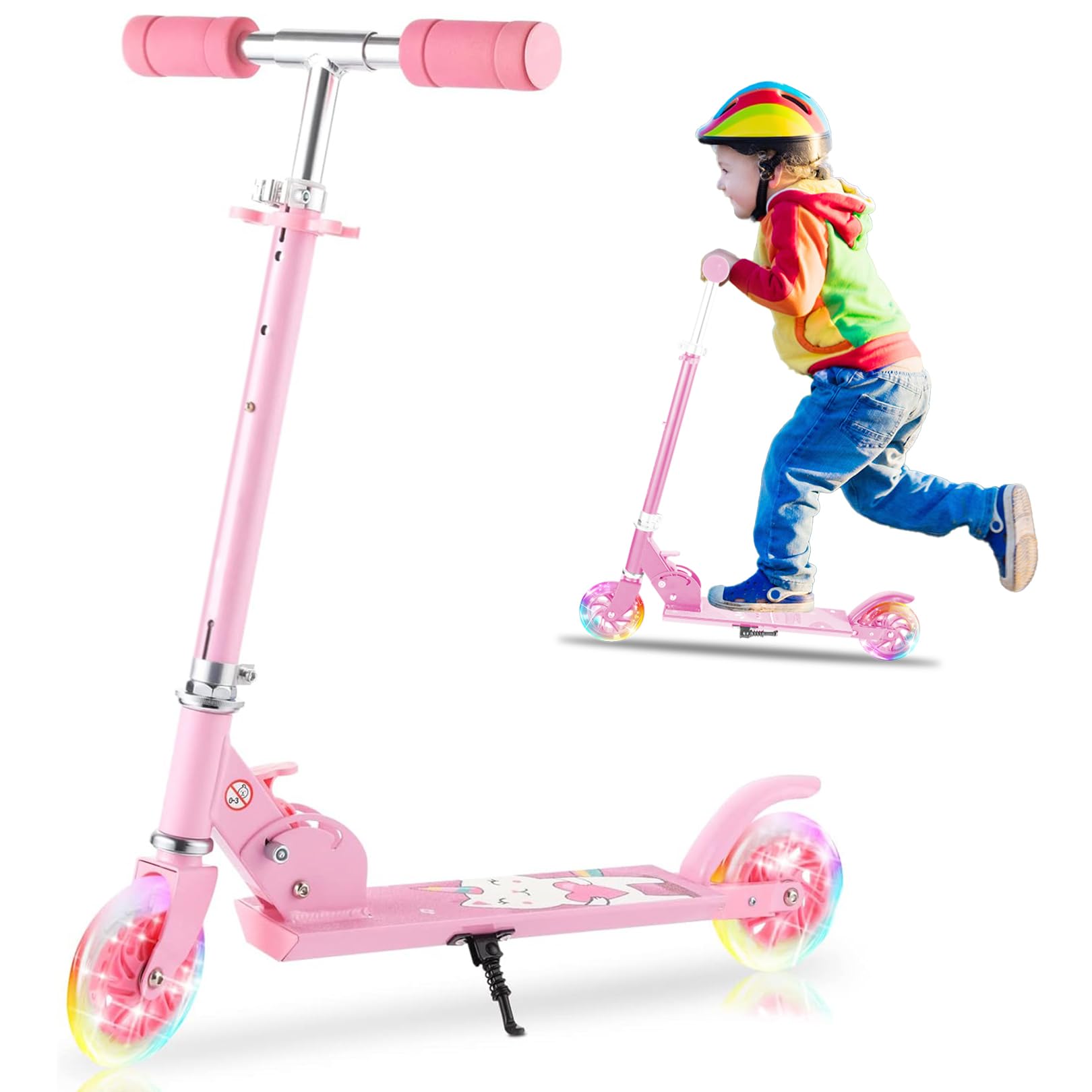 Trottinette pour Enfants de 3 à 12 Ans, Design Pliable léger, Hauteur réglable à 3 Niveaux, Conduite Fluide et silencieuse, Cadeau pour Filles, garçons, intérieur et extérieur