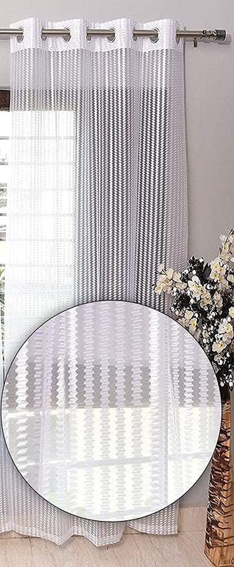 Image of Eyelet Polyester Tissue Curtain (White, 5 Feet) - Set of 1