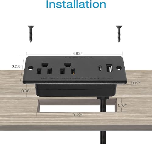 Miniatura 4 de HHSOET Regleta de alimentación empotrable de 20 W, enchufe de escritorio con USB, toma de corriente empotrada para conferencias con USB C de carga