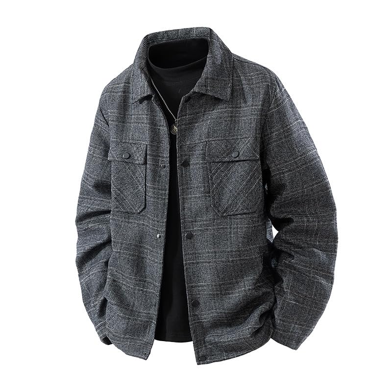 Giacca Casual in Tweed con Risvolto per Adolescenti, Stile Business Casual ed Elegante, Giacca per Uomo per Primavera e Autunno
