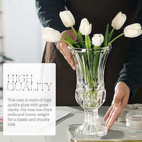 Miniatura 5 de Jarrón de cristal transparente de 11.6 pulgadas de alto, florero de plantas de arte. Decorativo para el hogar, oficina, boda, fiesta, celebrar,