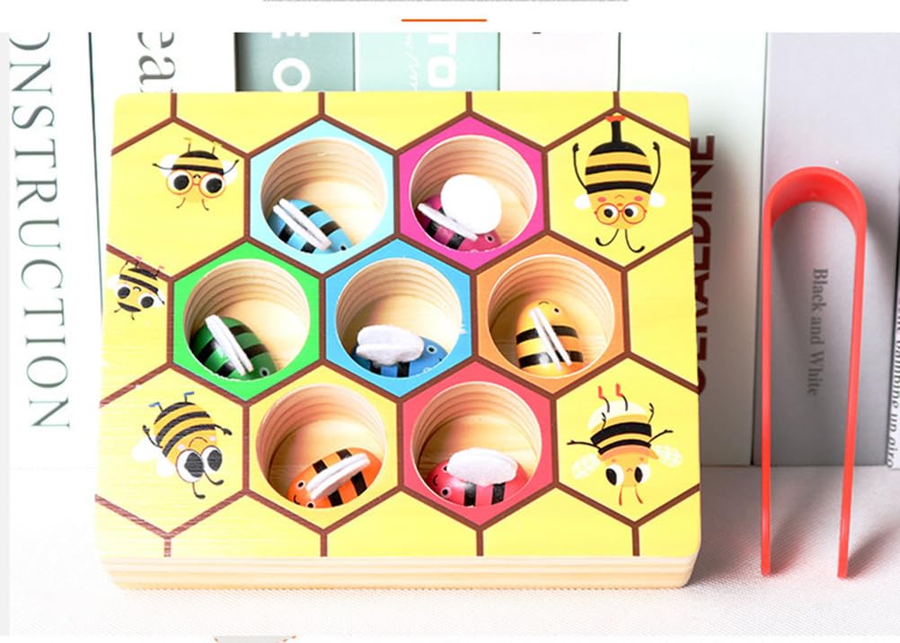 Jouet Montessori Abeille à Clip, Jeu de tri des Couleurs en Bois et Motricité Fine