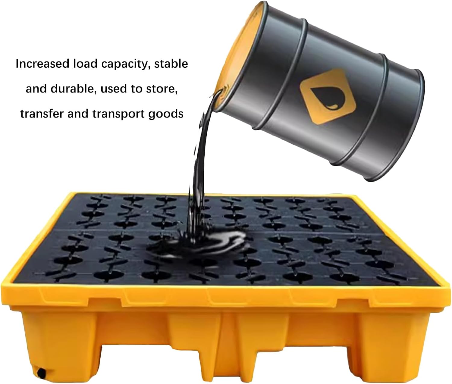 Spill Containment Platform, Modular Polyethylene Spill Platform, Warehouses Factory Garage Industrial Uses Leakproof Tray, Anti-Slip Storage Stack Paint Bucket Pallet(13.98x13.98x2.28in)