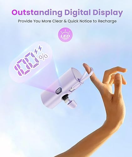 Miniatura 4 de Cargador portátil pequeño para iPhone, cable USB-C integrado de 5000 mAh, batería trasera 2 en 1, compatible con iPhone 13, 14, 12, 11 Plus,