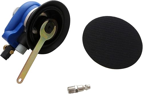 Miniatura 5 de Lijadora orbital aleatoria de aire profesional, lijadora de palma neumática de doble acción resistente (5 pulgadas, azul)