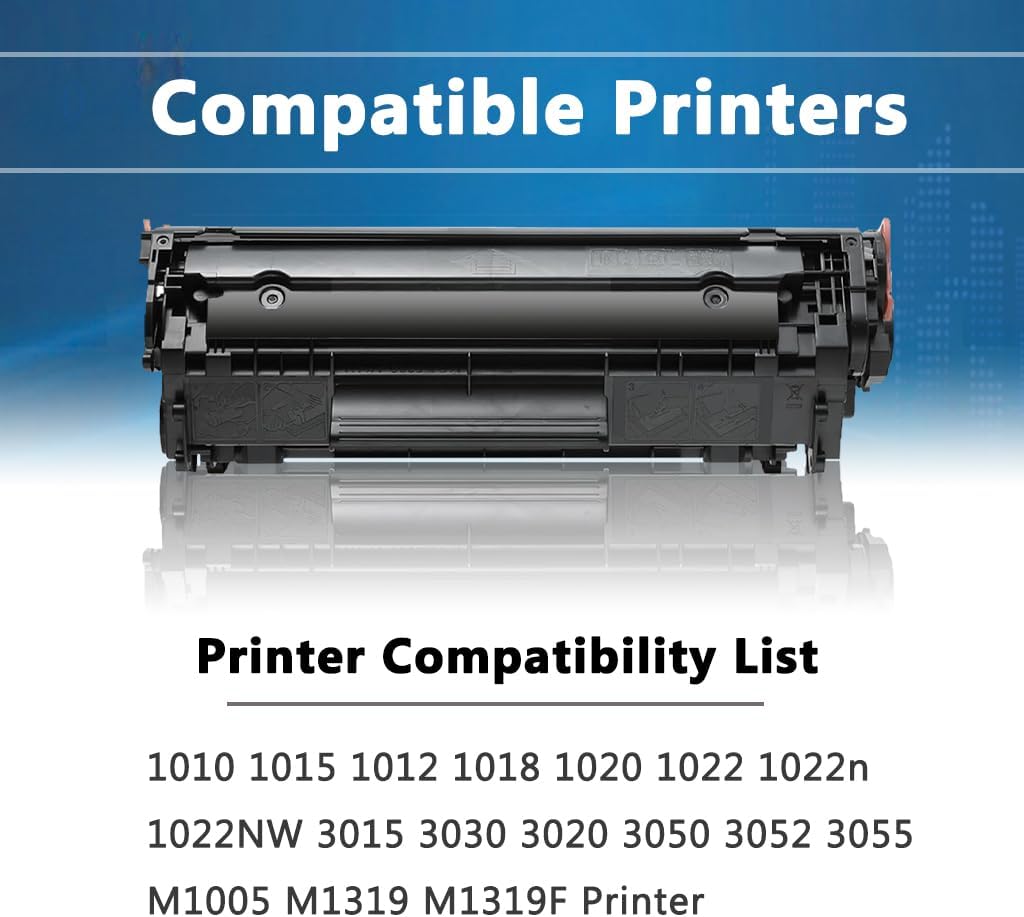 12A Toner Cartridge 2-Black Compatible Replacement for HP 12A Q2612A Toner Cartridge with for 1012 1022 1020 1018 1022N 1010 3015 3050 3030 3052 3055 M1319F Printer Ink [2,500 Pages/Pack]