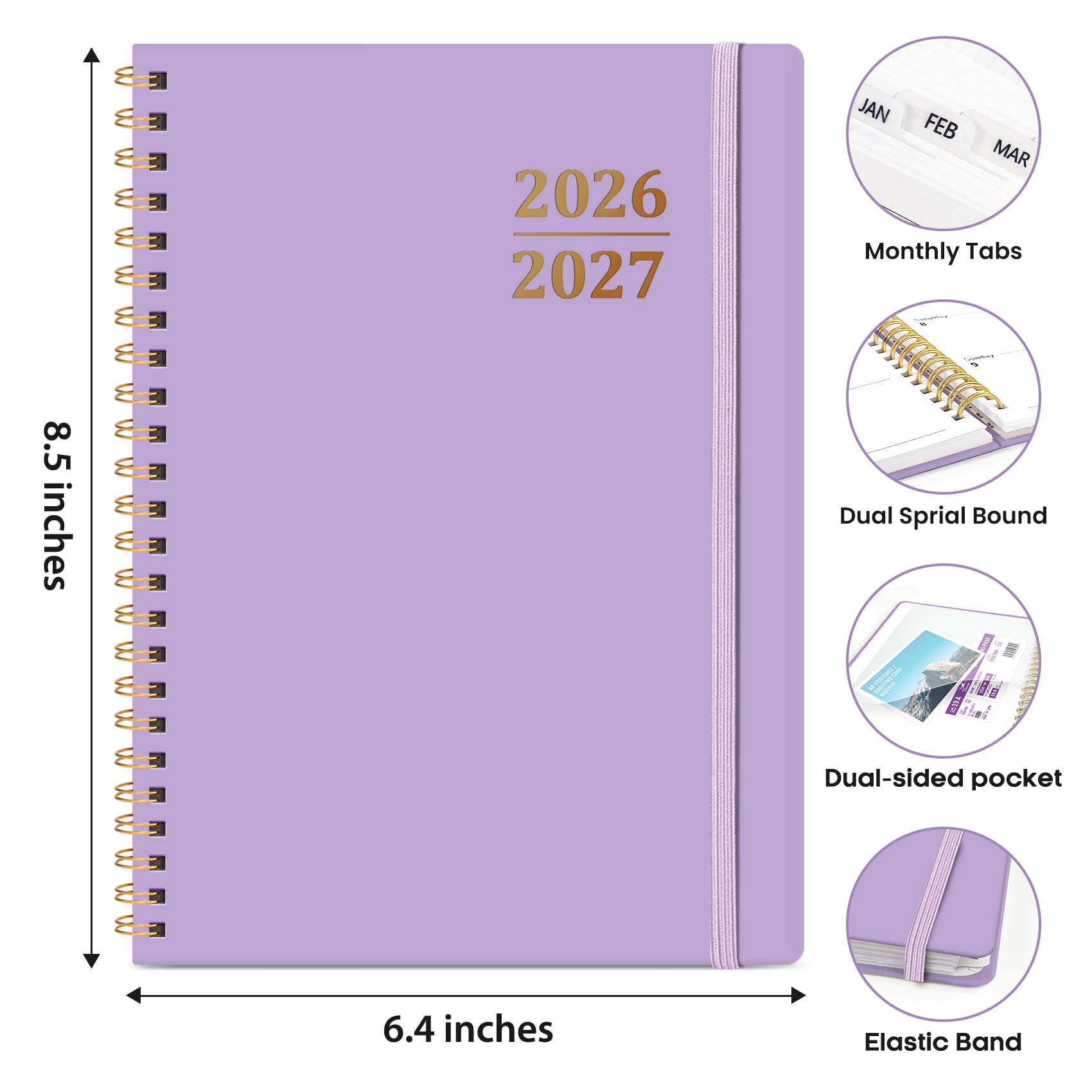 Akademischer Planer 2026-2027, Wochen- und Monatskalender Planer Buch, Juli 2026 - Juni 2027, Hardcover Organizer mit Tabs, Perfekt für Lehrer, Studenten, Frauen & Männer, A5 (16,3 x 21,6 cm