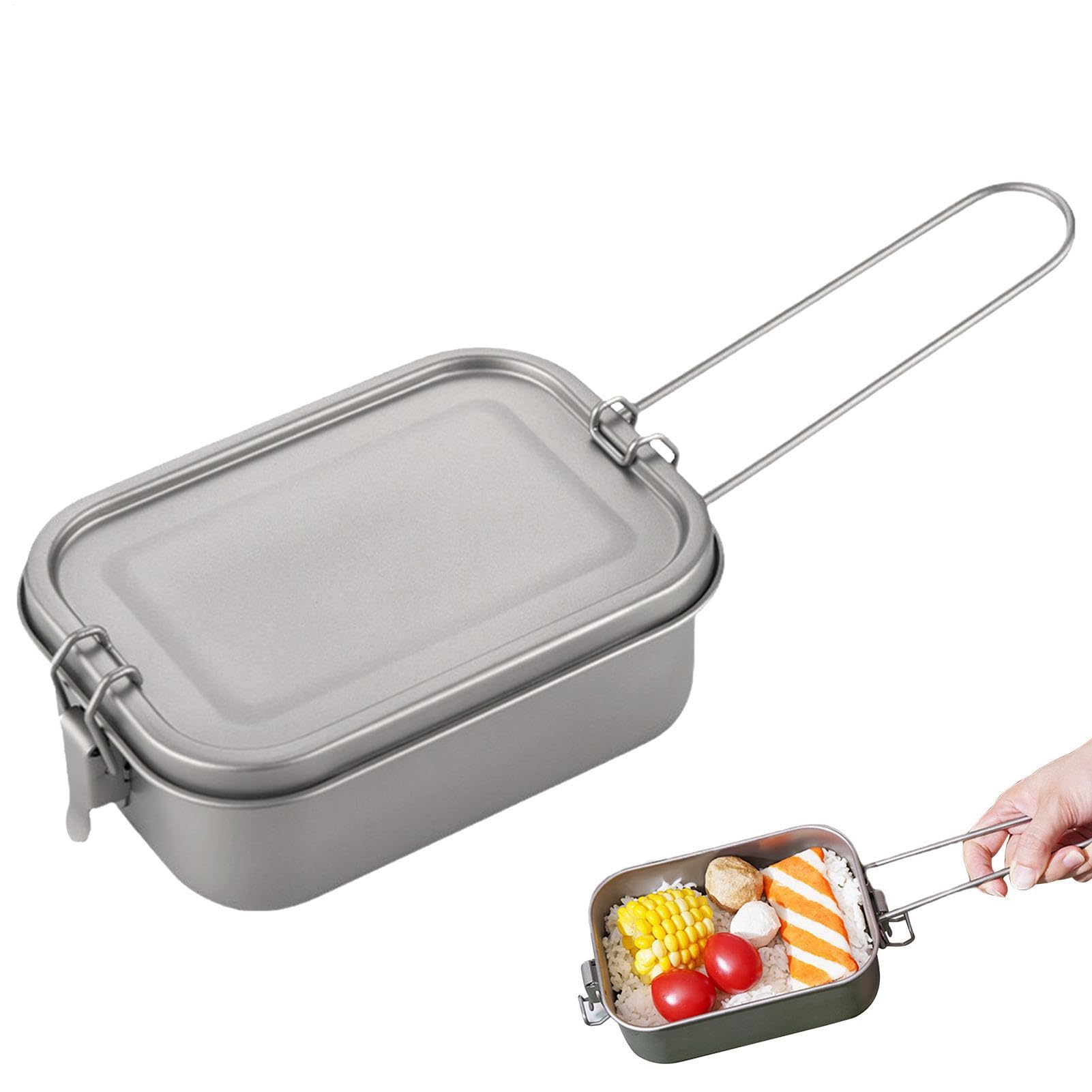 Genérico Campingbehälter – Lebensmittelbox aus Metall mit Dichtungsdeckel | auslaufsichere Kochaufbewahrung, feuerfertiger Behälter, zusammenklappbare Titan-Aufbewahrungsbox für