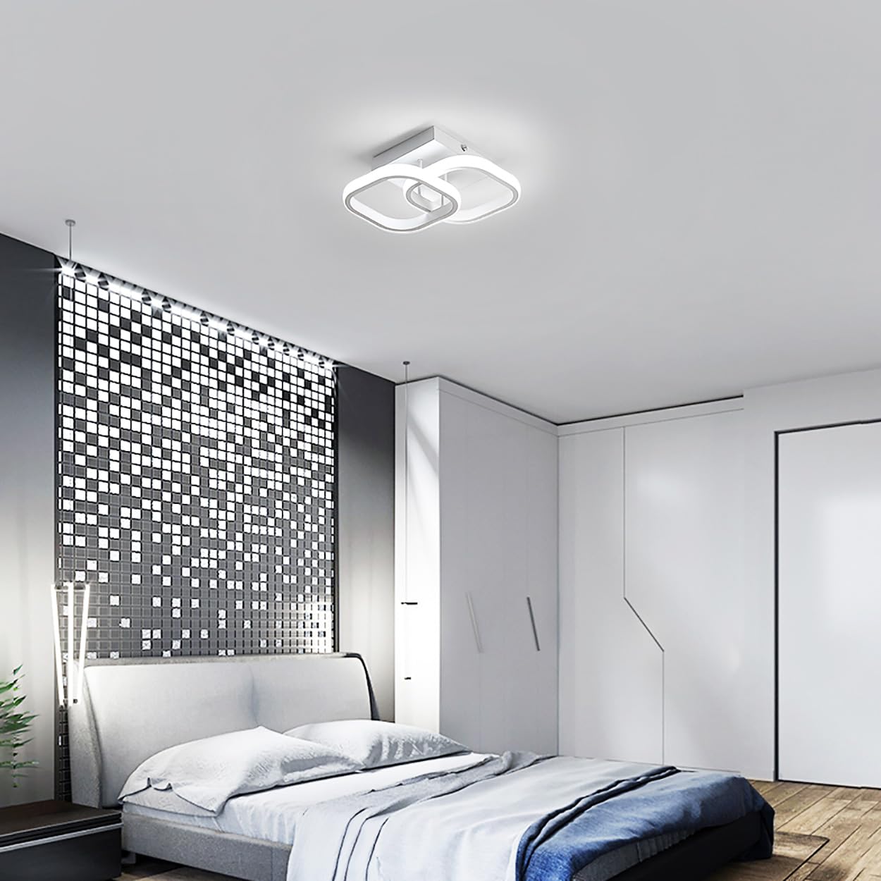 Lámpara de Techo LED Moderno, Luz de Techo Cuadrada Simple | 22W Plafón LED Techo de Acrílico Blanco para Dormitorio, Sala de Estar, Comedor, Cocina, Pasillo, L23.5*W23.5*H9.5CM