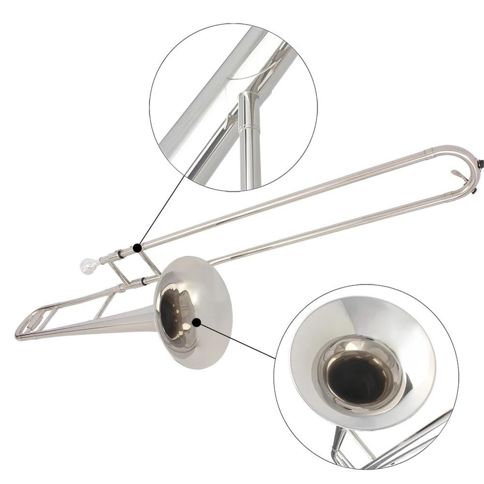 Instrument puzonowy Puzon altowy Bb instrument mosiężny posrebrzany z ustnikiem zestaw rękawiczek dla początkujących