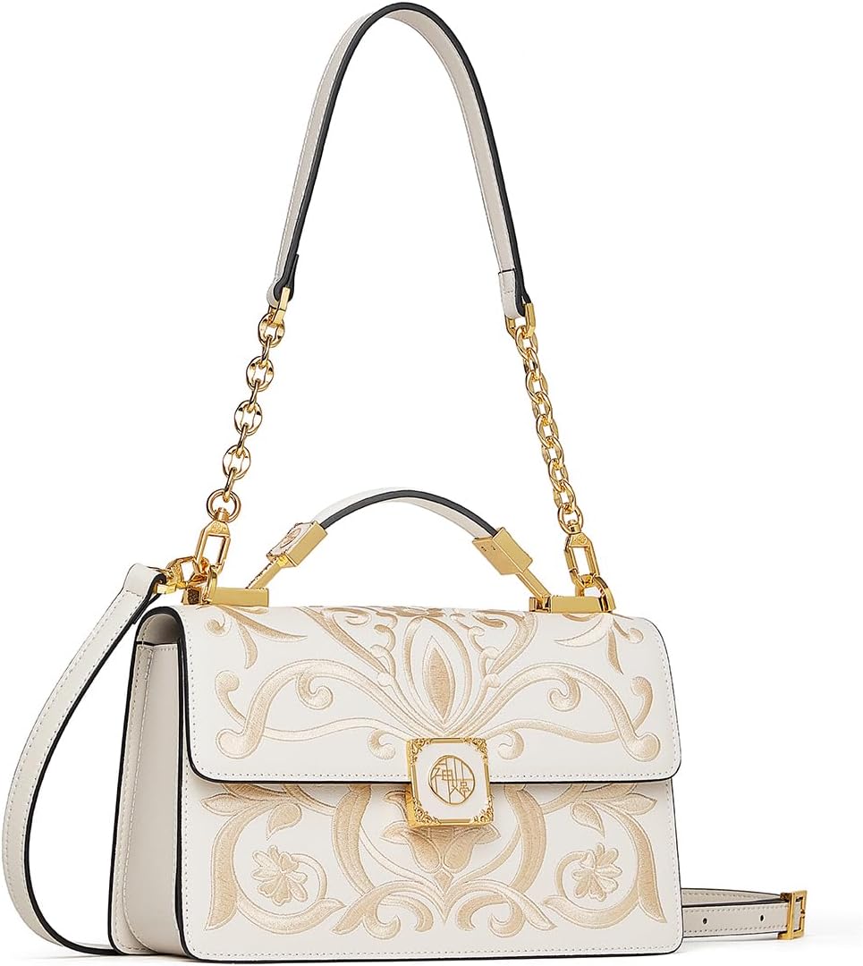 Genuine leather cowhide women's shoulder bag flap phoenix crown embroidered pattern handbag messenger bag