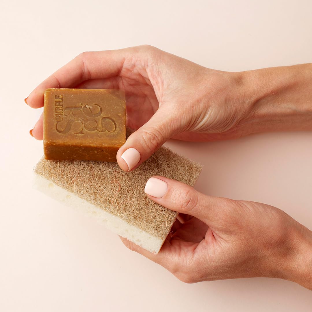 PURPLE SAGE Haldi Bentonite Shaving Soap Bar | Handmade Organic Bath Soap | 100g (Pack of 1) | Natural Turmeric Shave Bar with Eucalyptus & Peppermint Oil | Paraben Free | For Men Grooming 3