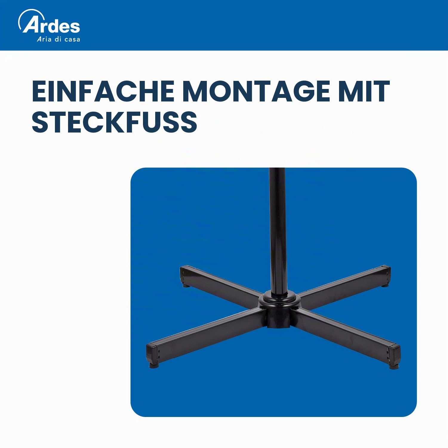 ARDES - Standventilator, leistungsstark, leise, 3 Flügel, 40 cm, oszillierend, mit verstellbarer Höhe und Neigung, Ardes-Standventilator, 3 Geschwindigkeitsstufen, Modell Penny AR5AM40P