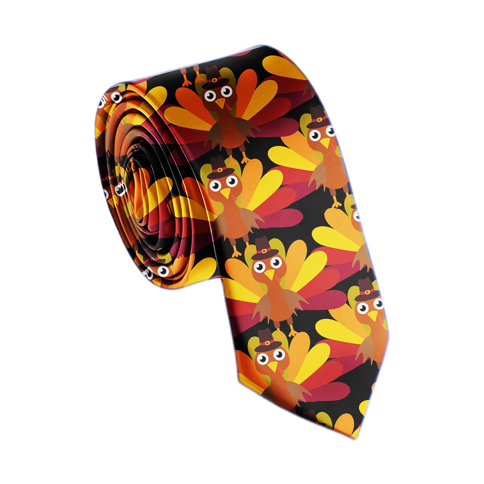 WOAIDY Men's Ties Thanksgiving Necktie Turkey Skinny Neck Tie for Weddings Party Business Groom Dances