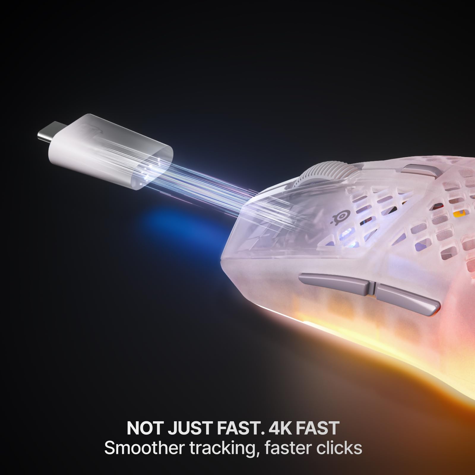 SteelSeries Aerox 3 Wireless Gen 2 - Mouse da gioco super leggero da 68 g, polling 4K, sensore ottico 26K DPI, batteria 200 ore, resistente all'acqua IP54, durata del clic 80 m, RGB, piedini in PTFE