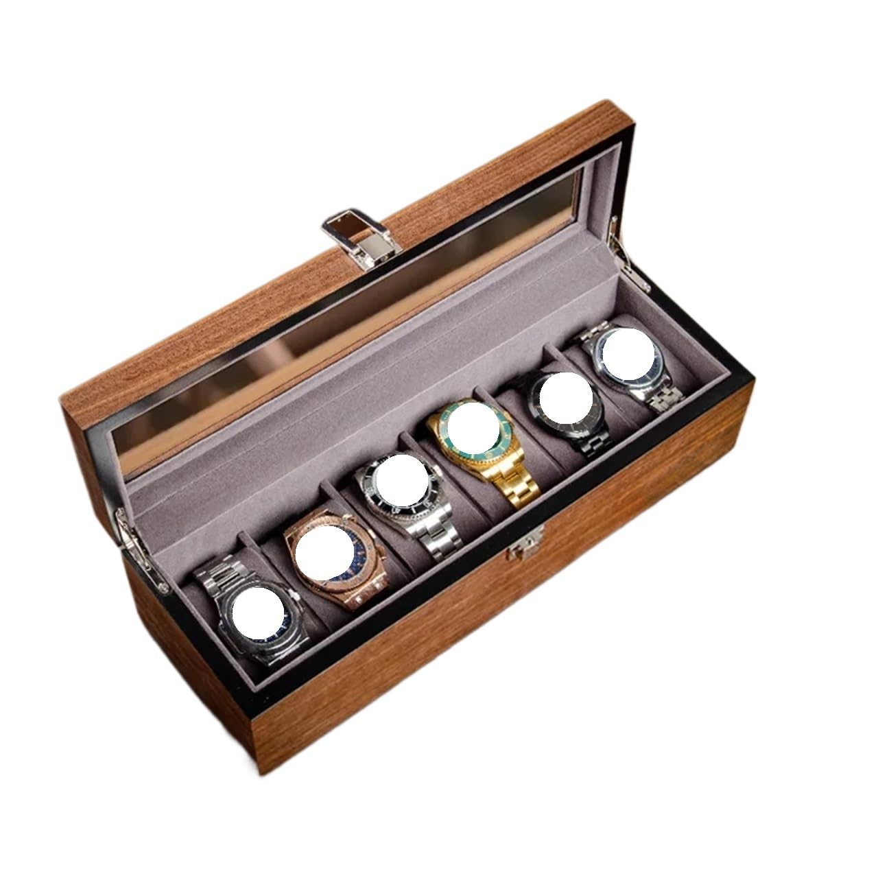 Caja De Relojes De Madera Maciza Caja de reloj madera for hombre, almacenamiento relojes viaje, organizador, colección exhibición portátil