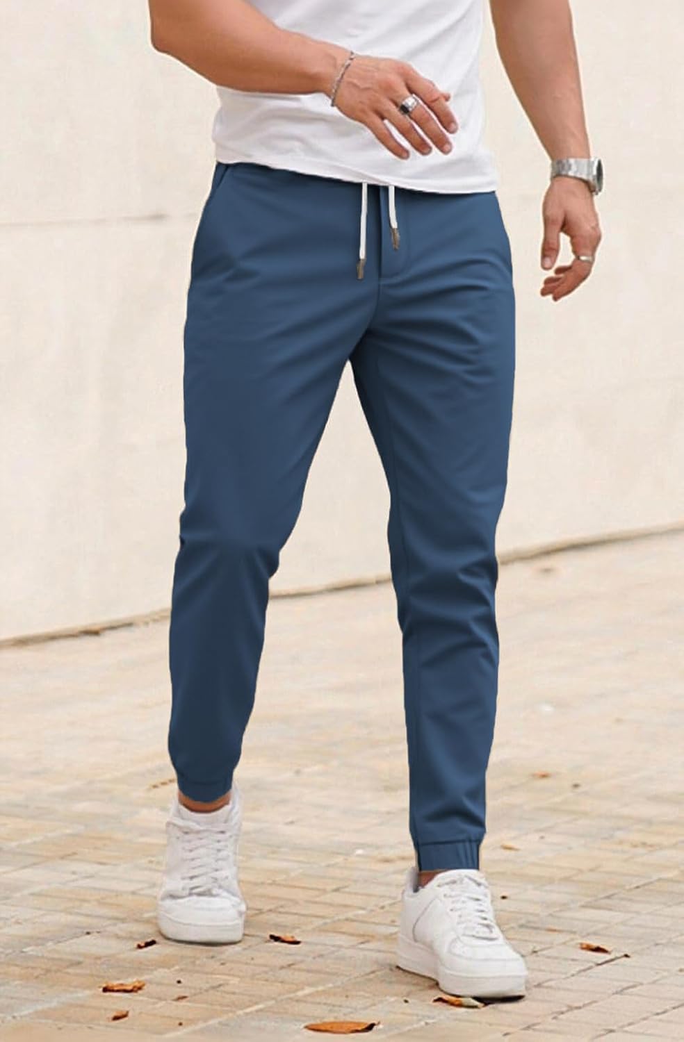 GINGTTO Mens Slim Fit Joggers Pants Elastic Waist Stretch Drawstring Tapered Leg - Image 3