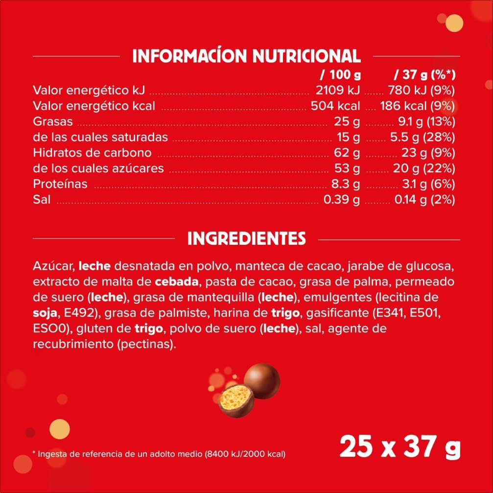 Maltesers Chocolate con Leche, 25x37g