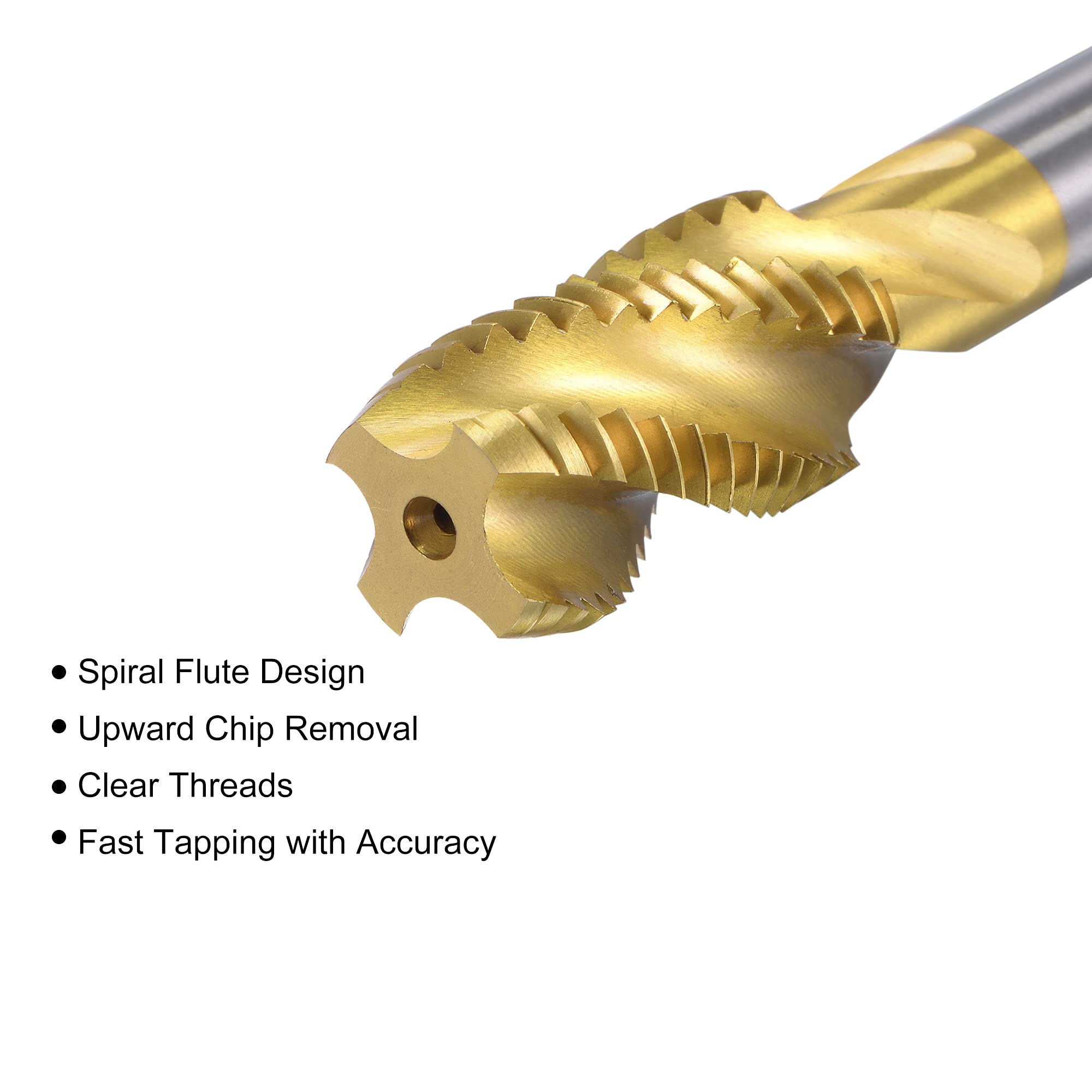 sourcing map Taraud Fil Spirale Cannelure M20 x 2.5 Métrique HSS Haute Vitesse Acier Titane Plaqué Machine Fil Vis Taraud 4 Cannelures Tapotement Outil H2 Tolérance