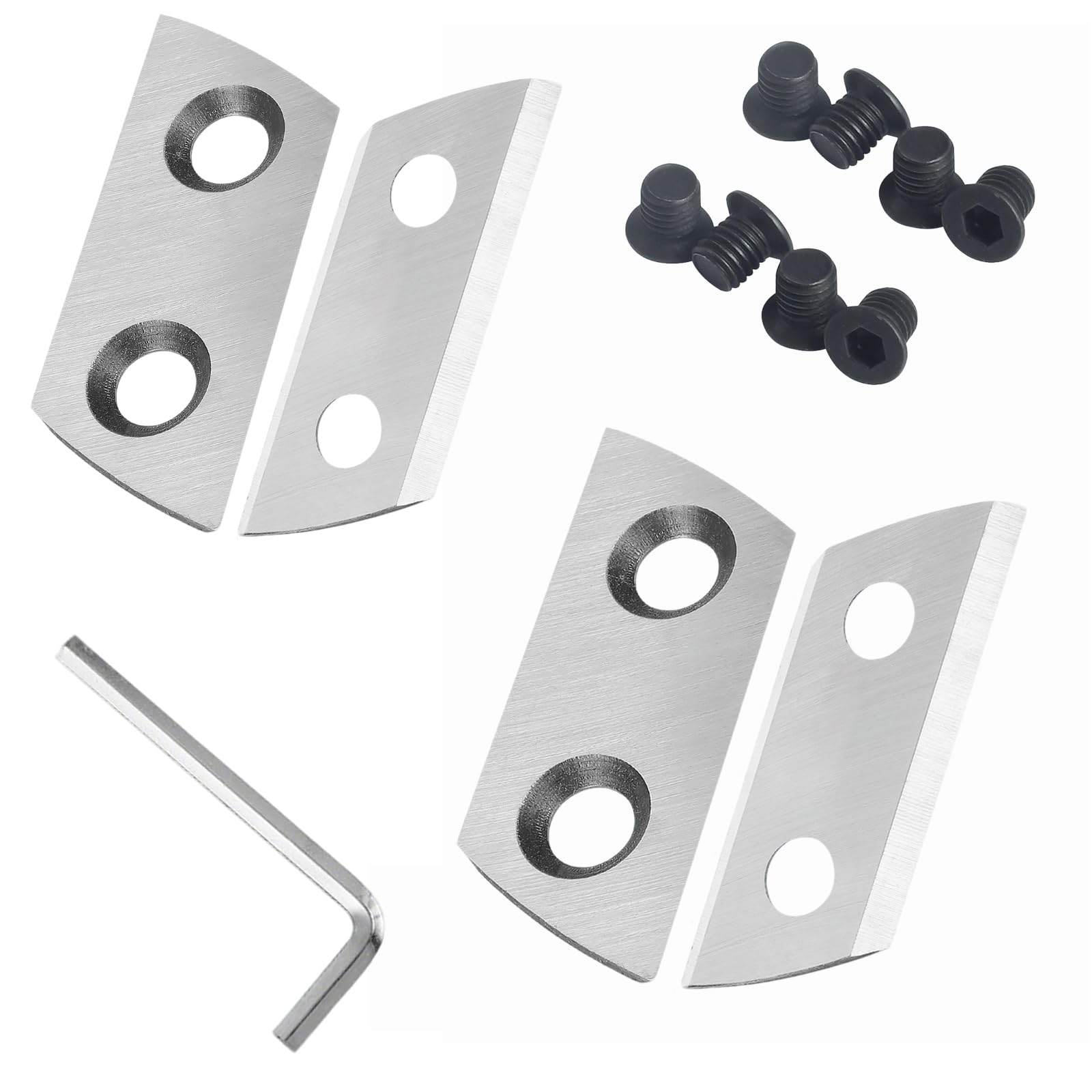 4 cuchillas de madera compatibles con Sun Joe CJ601E, CJ602E, Earthwise GS70015, kit de herramientas de corte de doble cara reemplazables, con llave hexagonal en forma de L