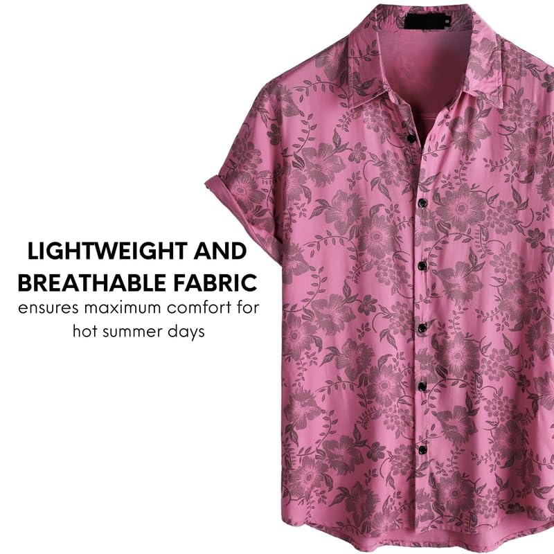 Image of Men's Multi-Coloured Floral Printed Shirt for man | Half Sleeve Cotton Shirt for Men | Summer Shirts for Men