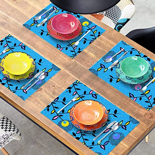 Set de table tissu Oxford imprimé main lot de 4 lavables - 8