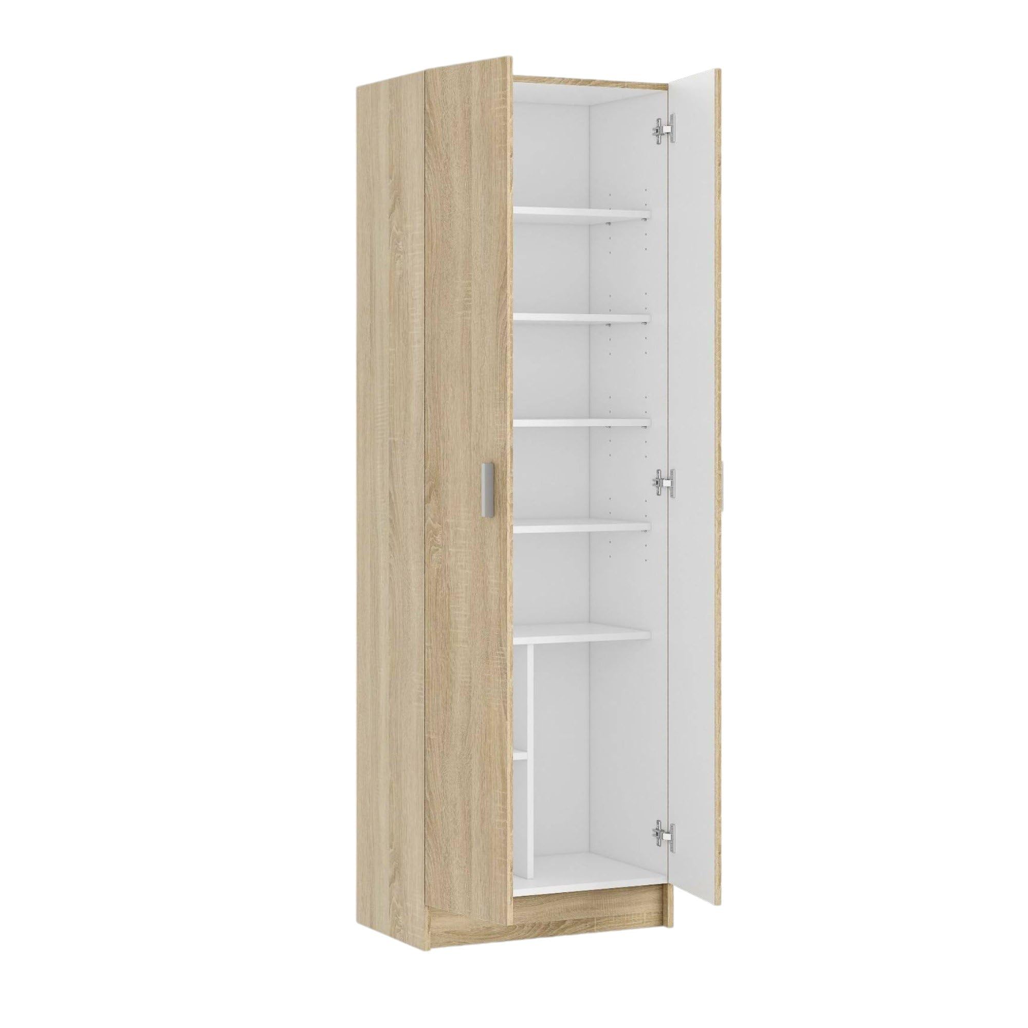 Armoire Polyvalente Dmora Clearwater - 37x37x180cm, 3 étagères Réglables, Porte Battante, Chêne