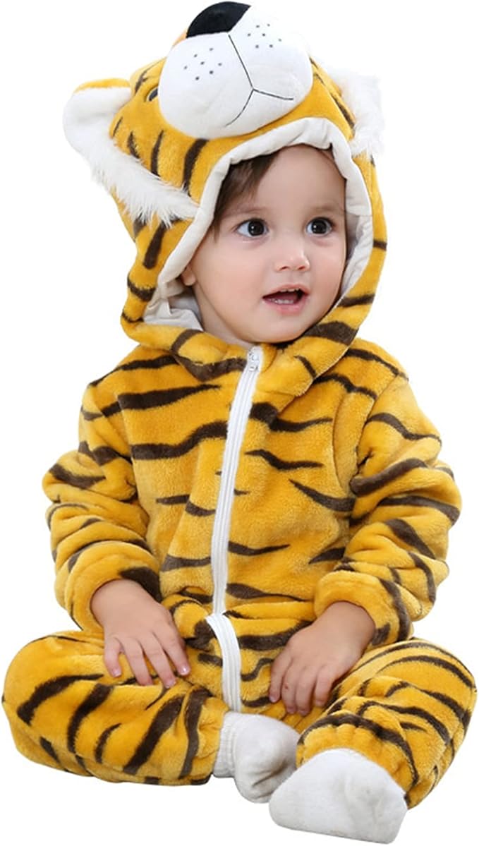 Baby Cute Animal Costume Winter Autumn Hooded Romper Halloween Cosplay Zipper Jumpsuit