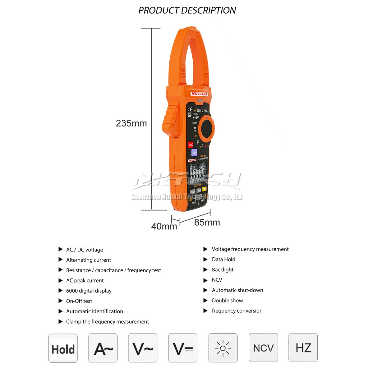 NKTECH MAS830L Multimetro Digitale Multi Tester Tensione AC DC Tensione DC Rilevatore Resistenza Corrente Voltmetro Portatile Retroilluminazione Ohmmetro Diodo Test Dati Tenere Con TL-1 Cacciavite