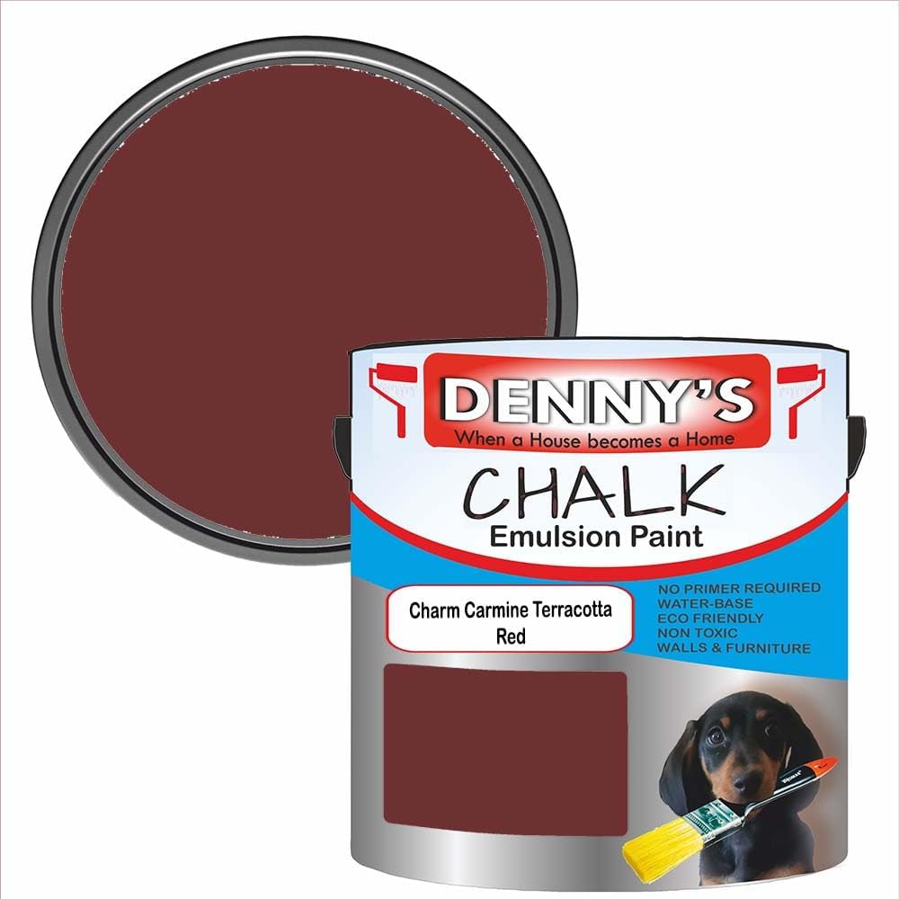 Premium Interior Wall & Furniture Chalk Paint – Charm Carmine Terracotta Red – Rich Matt Finish, Durable & Washable, Low Odour, Ideal for Living Rooms, Bedrooms & Hallways (1 Litre Tin)